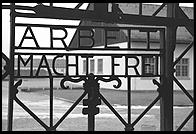 Arbeit Macht Frei.  Gate to Dachau Concentration Camp, just outside Munich, Germany