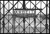 Arbeit Macht Frei.  Gate to Dachau Concentration Camp, just outside Munich, Germany