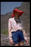 Rebecca hiking to the bottom of the Grand Canyon.  Arizona.