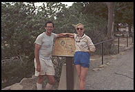Philip and Rebecca at the top of the Bright Angel Trail, after hiking down the Kaibab to the Colorado River (down and up in one day; it was 118 degrees at the bottom).