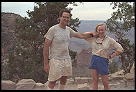 Philip and Rebecca at the top of the Bright Angel Trail, after hiking down the Kaibab to the Colorado River (down and up in one day; it was 118 degrees at the bottom).