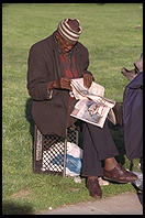 A homeless man in the heart of the NW Washington, D.C. business district., just a few blocks from the White House.