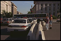 Traffic Jam. Washington, D.C. In 1995, Bill Clinton closed Pennsylvania Avenue to traffic by commoners. Hence residents of Washington, D.C. are forced to fight their way through traffic to get around the White House.