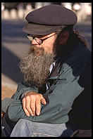 Protester outside the White House.  Washington, D.C., shortly after Bill Clinton closed Pennsylvania Avenue to traffic by commoners.  These guys have been protesting American militarism for 20 years, despite frequent arrests.