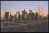 Sunrise.  Brooklyn Bridge.  New York City.