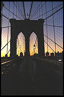 Sunrise.  Brooklyn Bridge.  New York City.