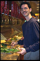Bruce at Harold's pickle bar, Holiday Inn, Parsippany, New Jersey.