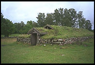 Old grass-covered house in Gotland, near Viklau