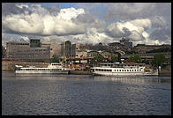 Boat, view from the steamboat Prins Carl Philip in Stockholm's harbor