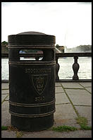Garbage can near Stadshuset in Stockholm