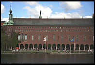 Stadshuset, view from the steamboat Prins Carl Philip in Stockholm's harbor