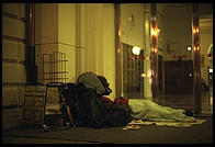 Travelers sleeping outside central train station in Stockholm (which is locked at night)