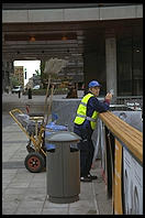 Man taking a break from cleaning up Stockholm