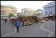 A fruit and flower market in central Stockholm