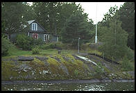 Shore of Lake Malaren from the steamer S.S. Drottningholm.  Stockholm, Sweden