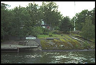 Shore of Lake Malaren from the steamer S.S. Drottningholm.  Stockholm, Sweden