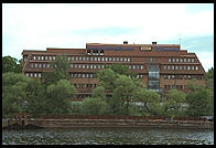Shore of Lake Malaren from the steamer S.S. Drottningholm.  Stockholm, Sweden