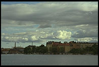 Shore of Lake Malaren from the steamer S.S. Drottningholm.  Stockholm, Sweden