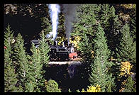 Train viewed from Interstate 70 in Colorado.
