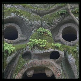 Parco dei Mostri (park of monsters), below the town of Bomarzo, Italy (1.5 hours north of Rome). This was the park of the 16th century Villa Orsini and is filled with grotesque sculptures.