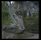 Parco dei Mostri (park of monsters), below the town of Bomarzo, Italy (1.5 hours north of Rome).  This was the park of the 16th century Villa Orsini and is filled with grotesque sculptures.