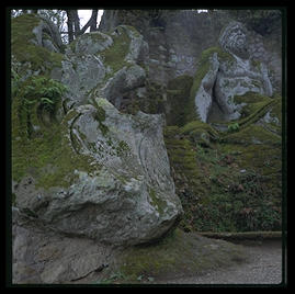 Parco dei Mostri (park of monsters), below the town of Bomarzo, Italy (1.5 hours north of Rome). This was the park of the 16th century Villa Orsini and is filled with grotesque sculptures.