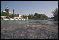 Isar River.  Downtown Munich next to Deutsches Museum.