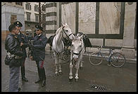 Policemen and horses in the very center of Florence