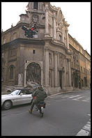 Le Quattro Fontane are four small fountains at the intersection of Via della Quattro Fontane and Via del Quirinale in Rome. Each one is set into a corner building and dates from circa 1590.