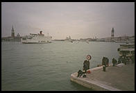 The Minoan Lines ferry from Greece arrives into Venice