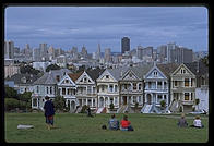 Postcard Row in Alamo Square.  San Francisco, California