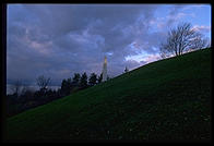 Hill Cumorah, just south of the Joseph Smith home in Palmyra, New York. This hill is where Joseph Smith met the Angel Moroni and received the gold plates inscribed with the Book of Mormon.