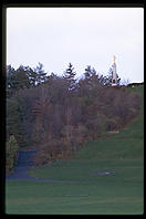 Hill Cumorah, just south of the Joseph Smith home in Palmyra, New York. This hill is where Joseph Smith met the Angel Moroni and received the gold plates inscribed with the Book of Mormon.
