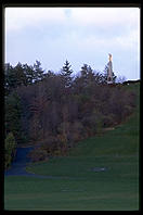 Hill Cumorah, just south of the Joseph Smith home in Palmyra, New York. This hill is where Joseph Smith met the Angel Moroni and received the gold plates inscribed with the Book of Mormon.