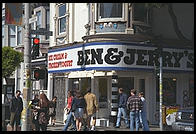 Ben and Jerry's store at the corner of Haight and Ashbury streets in San Francisco, California.  Sic transit gloria hippie.