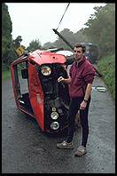 Overturned Golf.  Entering the Wicklow Mountains south of Dublin, Ireland.