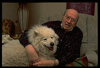 My grandfather Nick and his companion Sky (a Samoyed bitch)