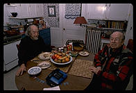 Nick and Archie in the kitchen at 55 Russell Street, Melrose.