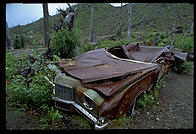 Car damaged in the 1980 explosion of Mt. St. Helens (Washington State). Photo taken in 1993.