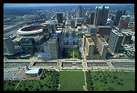 Downtown St. Louis, Missouri from the top of Saarinen's Gateway Arch.