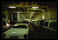 The car deck of an Alaska Marine Highway ferry.