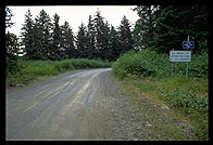 Sign warning that all bridges are out.  Near Seldovia, Alaska.