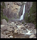 Yosemite Falls (lower).  Half an hour after sunset.  Yosemite National Park.  California 1992.