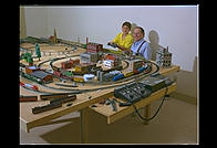 Ira and Ian with the train set