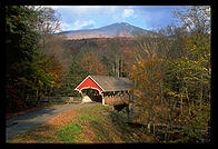 A postcard-quality covered bridge inside the Flume State Park, New Hampshire