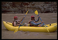 Eve Andersson kayaking with Tom Huntington. Grand Canyon