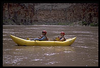 Eve Andersson kayaking with Tom Huntington. Grand Canyon