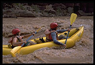 Eve Andersson kayaking with Tom Huntington. Grand Canyon