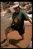 Eve's muddy boot. Lower Havasupai Canyon. Grand Canyon National Park.