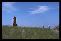 Rescue board at the Wasque Reservation, Chappaquiddick, Martha's Vineyard, Massachusetts